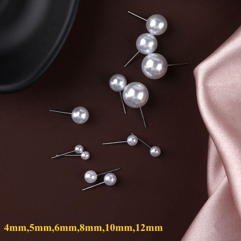 4mm 5mm 6mm 8mm 10mm 12mm Wedding Engagement Jewelry Ear Stud Elegant Round Shape Pearl Earrings