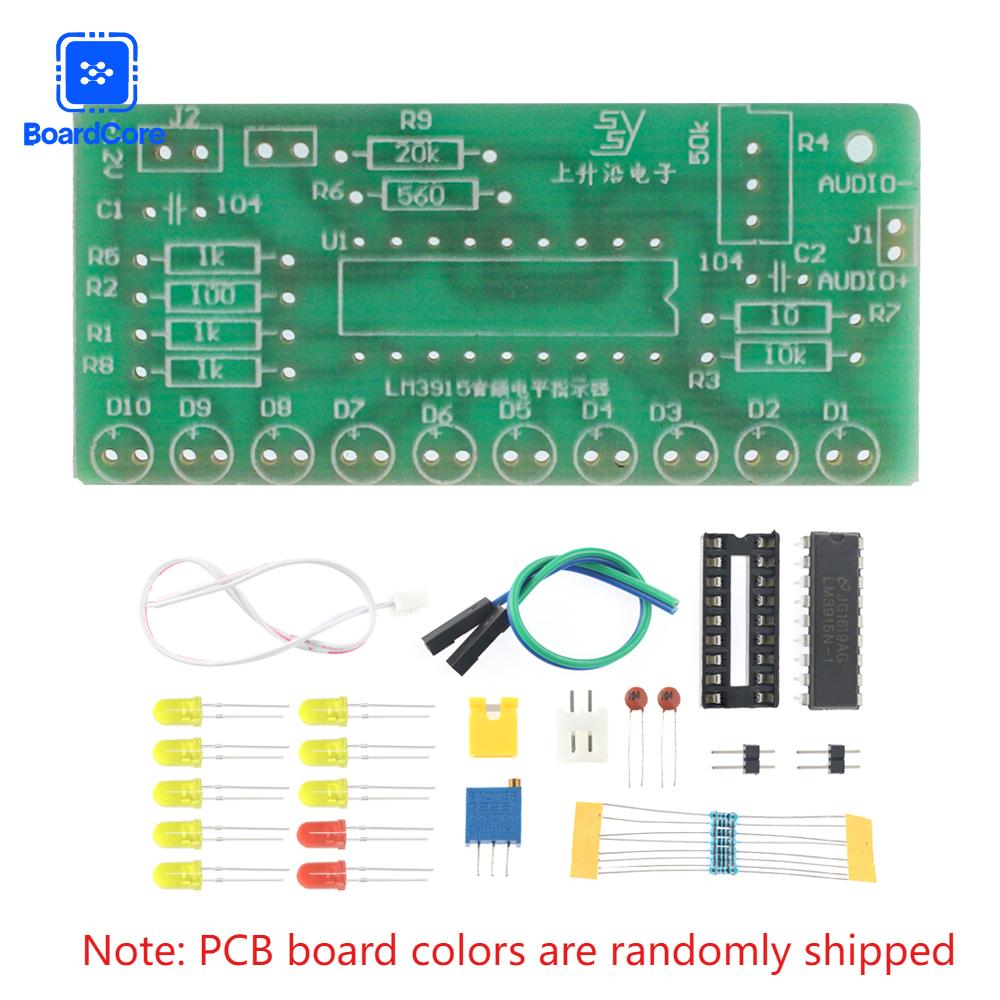 

Набір для самостійної збірки LM3915 10 світлодіодів Аналізатор аудіоспектру рівня звуку Набір індикатора рівня DIY Електроніка Набір для практики пайки білий