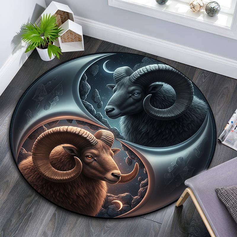 Cartoon Print Round Area Rug,Carpet Rug for Living Room Bedroom Sofa Playroom Decor,Non-slip Floor Mat