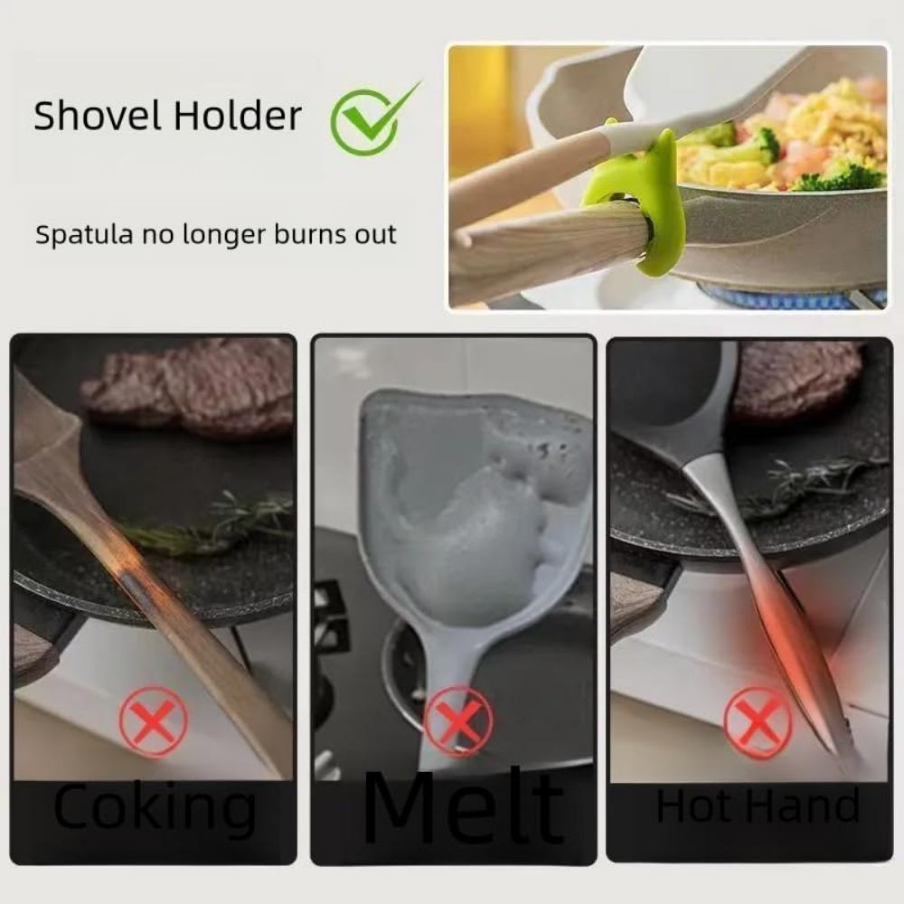3-Piece Silicone Kitchen Utensil Set - Spill-Proof Soup Spoon & Pot Lid Holder, Multi-Functional Spatula Rack For Home And Restaurant Use