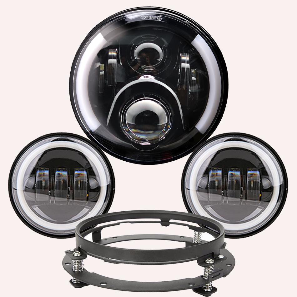 Universal 7inch Led Headlight + 4.5" Fog Passing Lights For Harley Touring Electra Glide Road King Street Glide Motorcycle