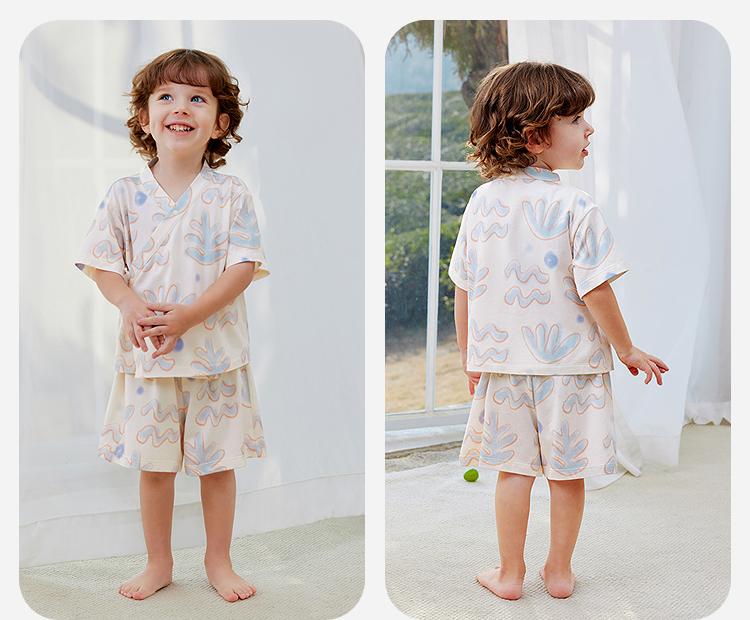 Mini Balabala Children's Home Set Soft Skin friendly Bamboo Cotton Tank Top Shorts Baby Sleepwear 2026 Summer Edition