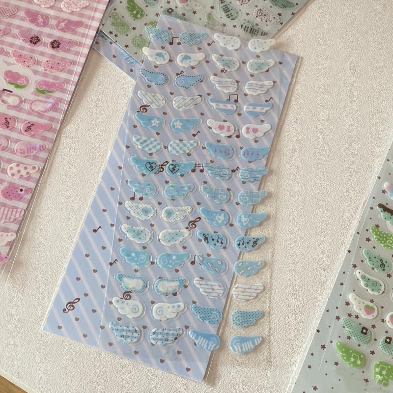 1/4Pcs Wings Love Strawberry Clover Star Sparkling Flash Film Stickers Phone Camera Vintage Scrapbooking Decoration Sticker