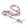62KD Colorful Beaded Pendant Necklaces for Boy Girl Children Long Rosary Prayer