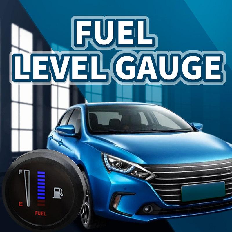 Universal 52mm 12V Fuel Level Gauge Car Motorcycle-10-Segment LED Display,Ultra-Thin Meter with Blue Backlight Easy Installation