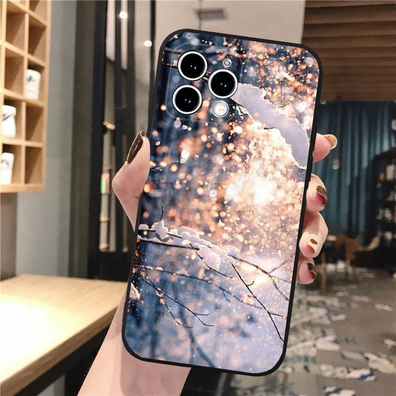 Winter Licht Schnee Kunst Handyhülle Cover Coque Für Iphone Xiaomi Mi Samsung Galaxy Redmi Note A S 11 12 13 14 15 22 23 24 5G Pro Plus Max Fe Ultra
