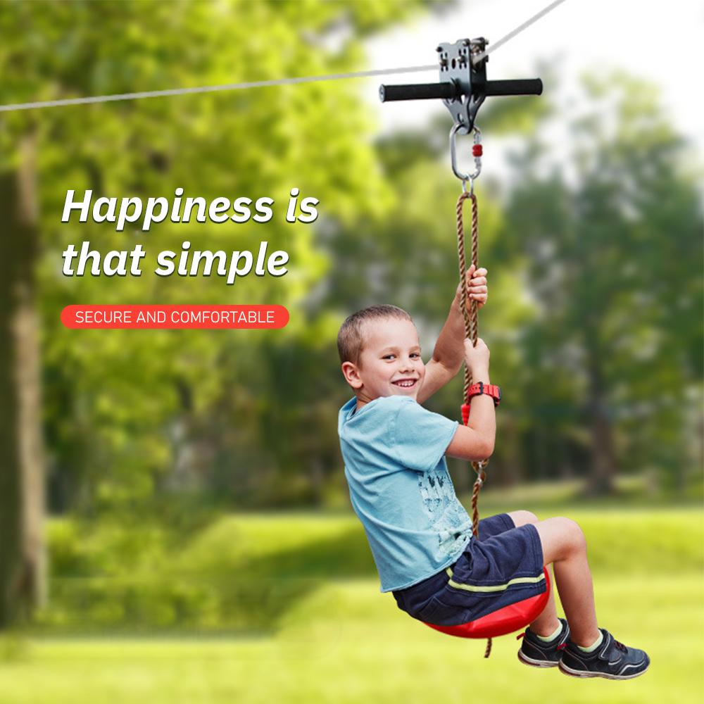 Kids Zip Line Kit Outdoor Zip Line Zip Line Swing for Children with Steel Wire Rope Pulley Safe Fun Play Equipment for Crossing