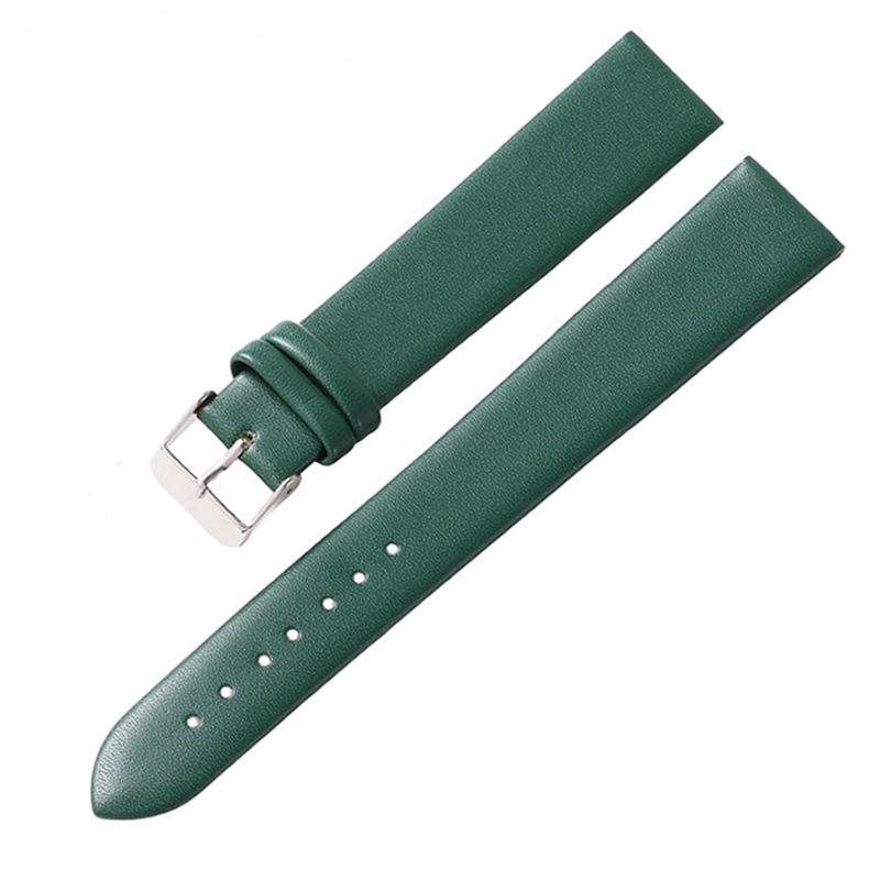Stitched Genuine Leather Watch Straps in Green, Red, Pink - Available in 10mm, 12mm, 20mm, 22mm, 24mm