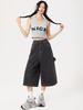 Women's Wide-Leg Cropped Denim Pants - Casual Loose Mid-Length Summer Trend