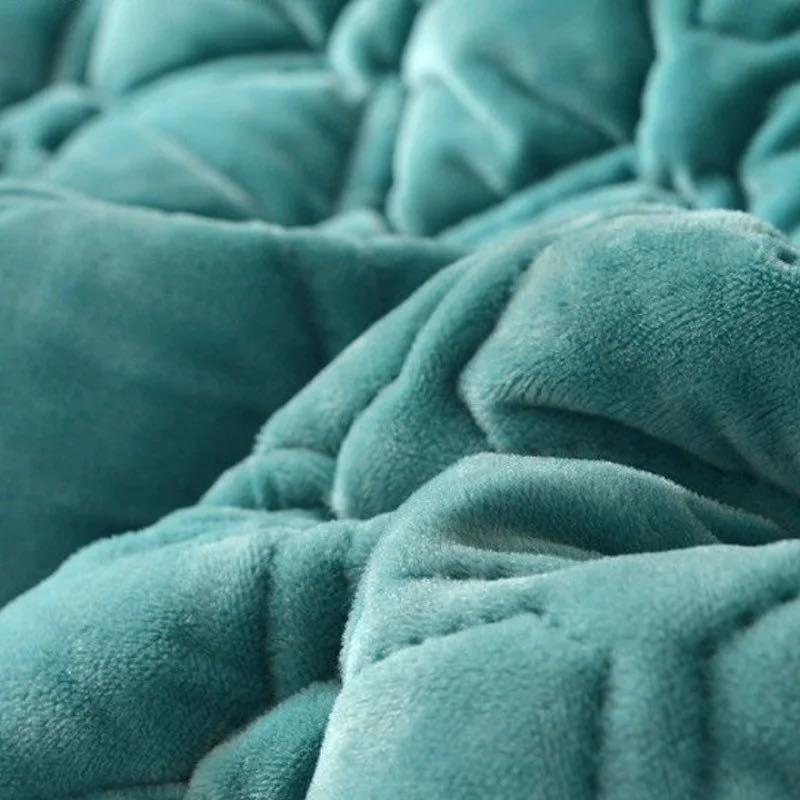 Weiche Samt Gesteppte Bettdecke Decke Kurzplüsch Sofa Handtuch Rutschfestes Bettlaken 270x230cm Tagesdecke Unterseite Uni oder Druck Zufällig