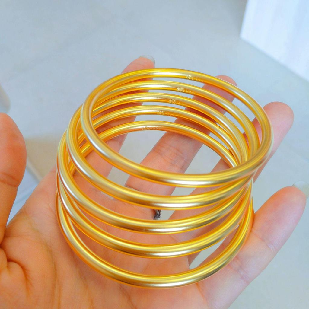 Lotus Heritage Gold-Plated Brass Bangle: 5mm Women's Solid Band Ring