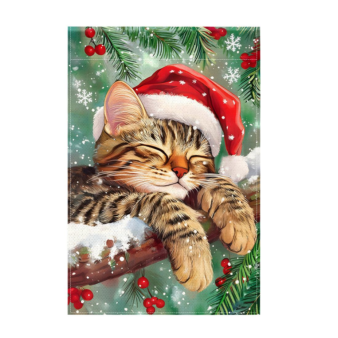 

Christmas kittenGarden Flag 12x18 Inch Double Sided for Courtyard Outdoor Welcome Flag Decoration (Excluding flagpole)