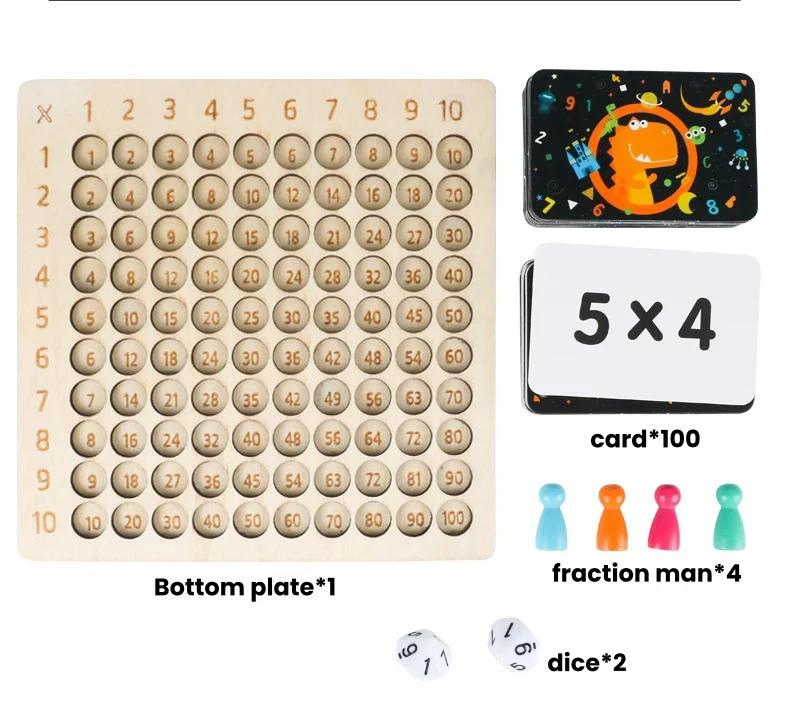 99 Multiplication Board Game Wooden Montessori  Kids Learning Educational Toys Math Counting Hundred Board Interactive Thinking