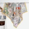 Atmosphere Blue Cashew Flower Silk Scarf 91 Series Neck Large Square Scarf Women's Scarf Seaside Baotou Scarf Sunscreen Shawl