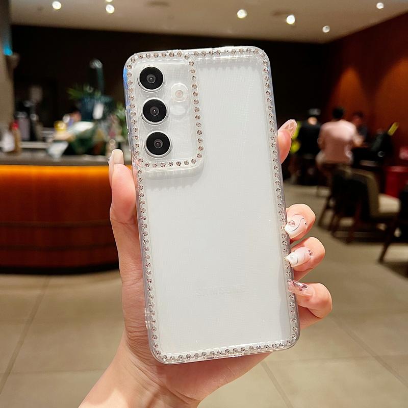 

Прозрачный чехол для телефона с бриллиантами для Samsung Galaxy S25 S24 S22 Ultra S23 FE S25 Edge A56 A55 A54 A36 A15 A16 A25 5G Мягкий чехол Galaxy S23 Ultra