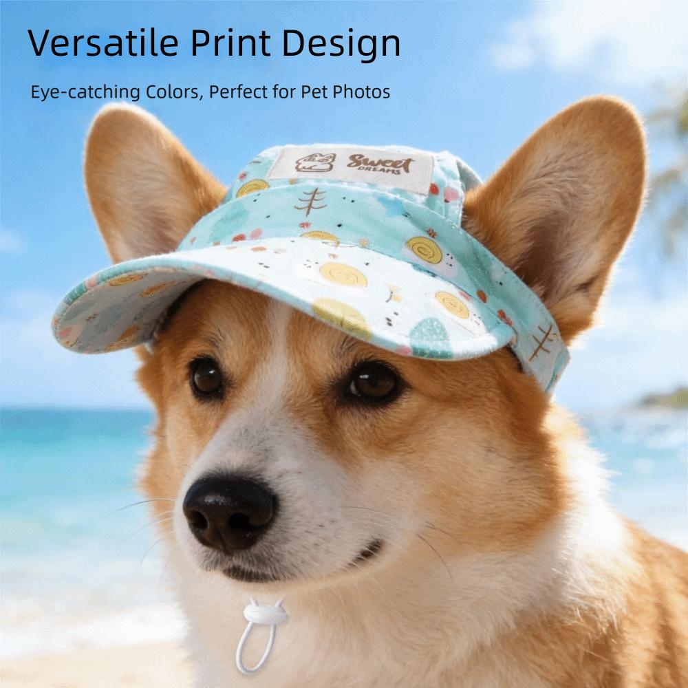 Cute Floral Print Pet Floral Sun Hat with Ear Holes Lightweight Dog Hat Comfortable Breathable Pet Headwear Photo Shooting
