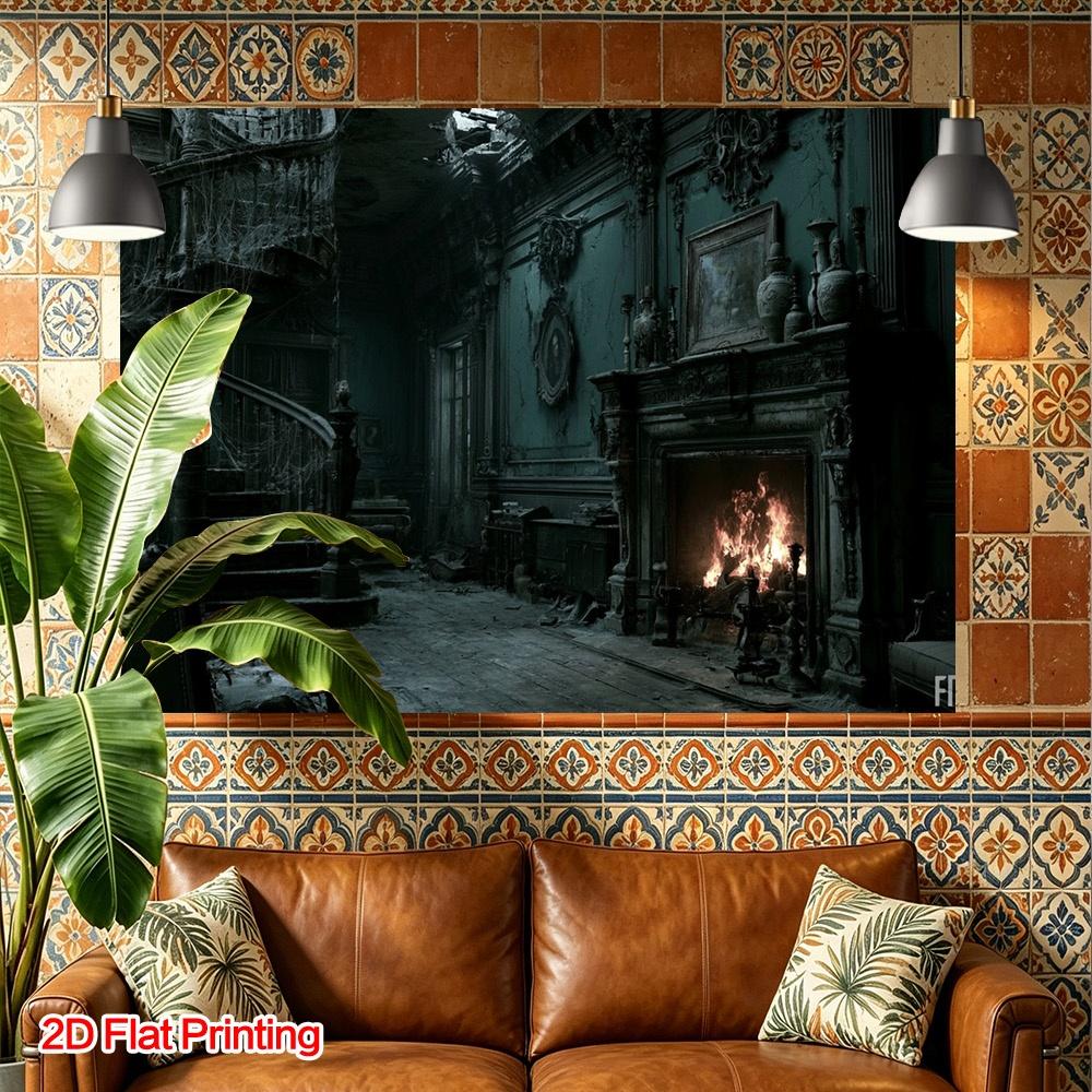 Photography backdrop (2D flat surface) - 1 piece in package. Halloween ghost house photography backdrop.PMJ