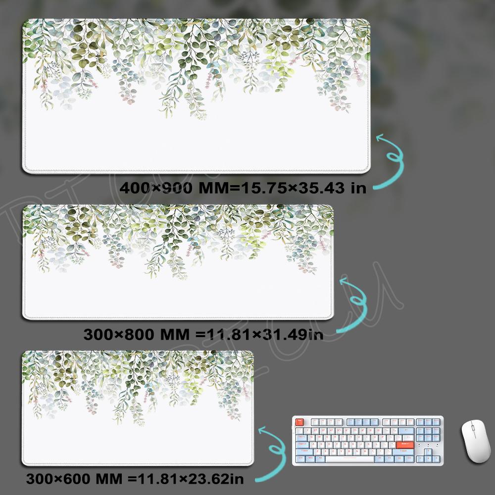 Aesthetics Plant Mouse Pad Flowers Green Leaves Mousepad XXL Soft Natural Rubber PC Desktop Pads Large Gamer Mousemat Table Mat