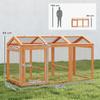 Chicken Coop Free-Range Run with Perch Double Doors, Made of Wood and Metal, for 4 Chickens, 156 x 70.5 x 84 cm Orange