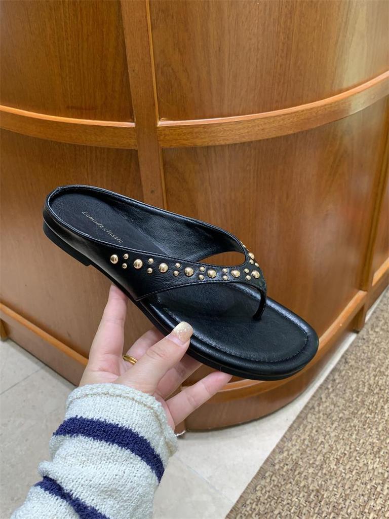 Women's Retro Thick Soled Flip Flops, Women's Outdoor Wear, Summer Versatile Vacation Style Sandals, Beach Flat Sandals, Cool Sandals