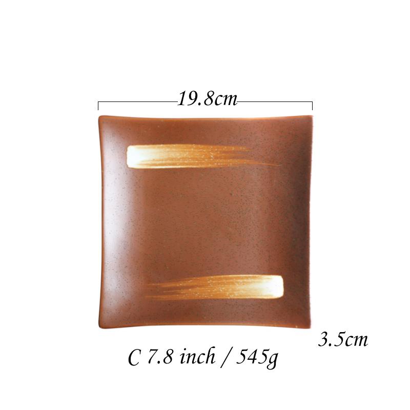 

7,8-дюймовая квадратная обеденная тарелка, японские блюда для закусок, керамическая сервировочная тарелка, столовая посуда, блюда для риса, чайное блюдце, подходит для микроволновой печи