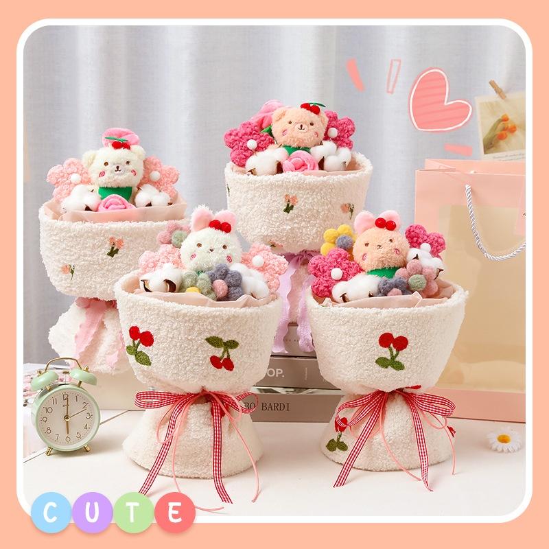 Cute Plush Teddy Bear Bouquet With Roses Ideal Gift For Valentine's Day