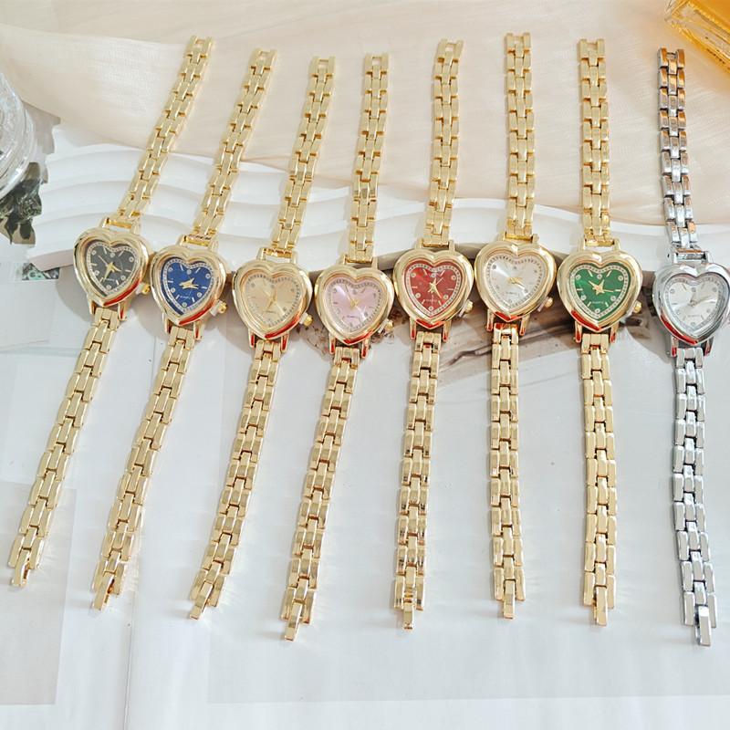 Dames Hartvormige Strass Horlogeband Armband Polshorloge
