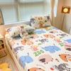100% Cotton Bedsheets Cartoon Style Fitted Sheet For Kids Room Skin-Friendly Mattress Cover (No Pillowcase)