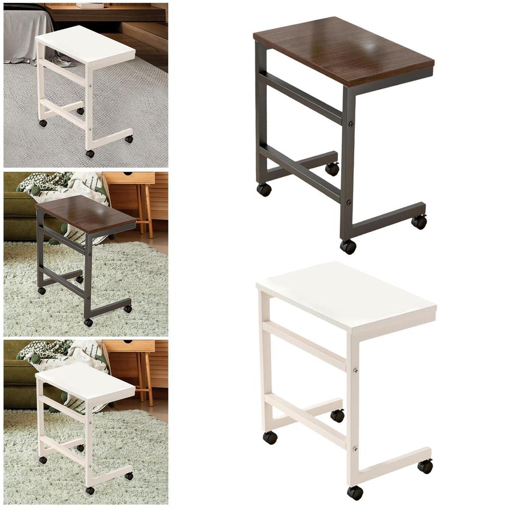 End Table Furniture Practical C Shaped TV Tray for Bedside Small Space Proch Brown
