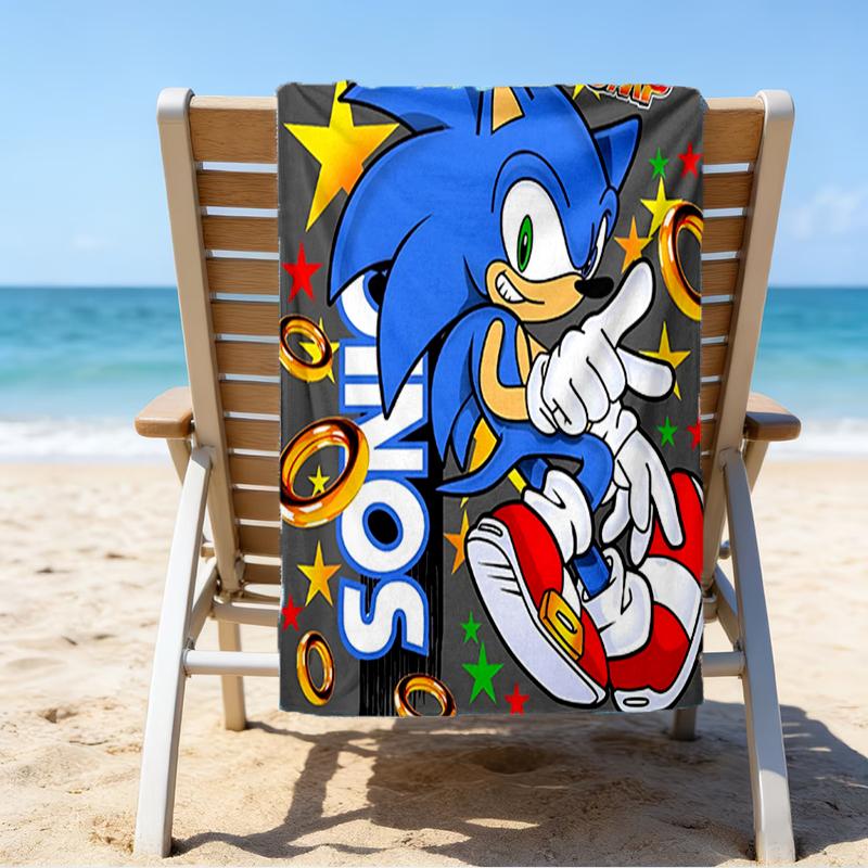 Ultra-Soft Beach Towel with Sonic Theme,Ideal for Pool - Camping, Diving - Perfect Travel Essential, Vibrant Beach Towel.