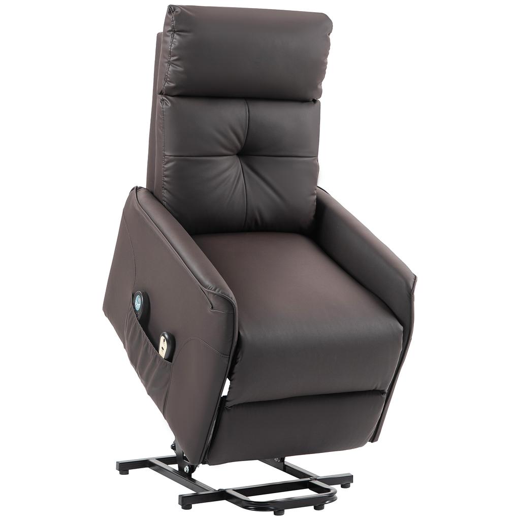 Riser and Reclining Relax Armchair with 8 Massage Points and Heating, 2 Remote Controls, Brown
