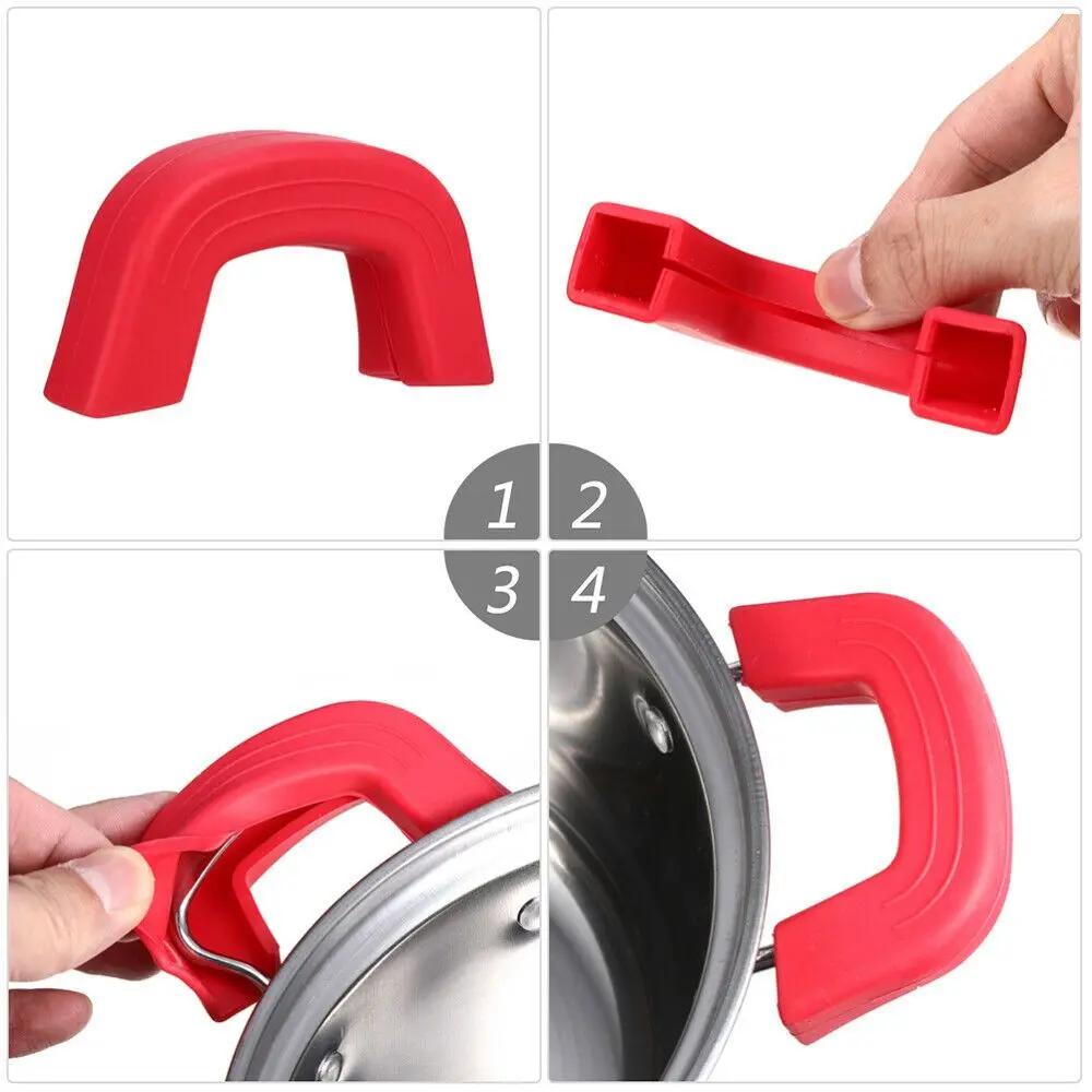 Anti-Scald Non Stick For Frying Cast Iron Skillet Pan Pot Handle Protectors Silicone Lid Pot Handle Cover Insulation Clips