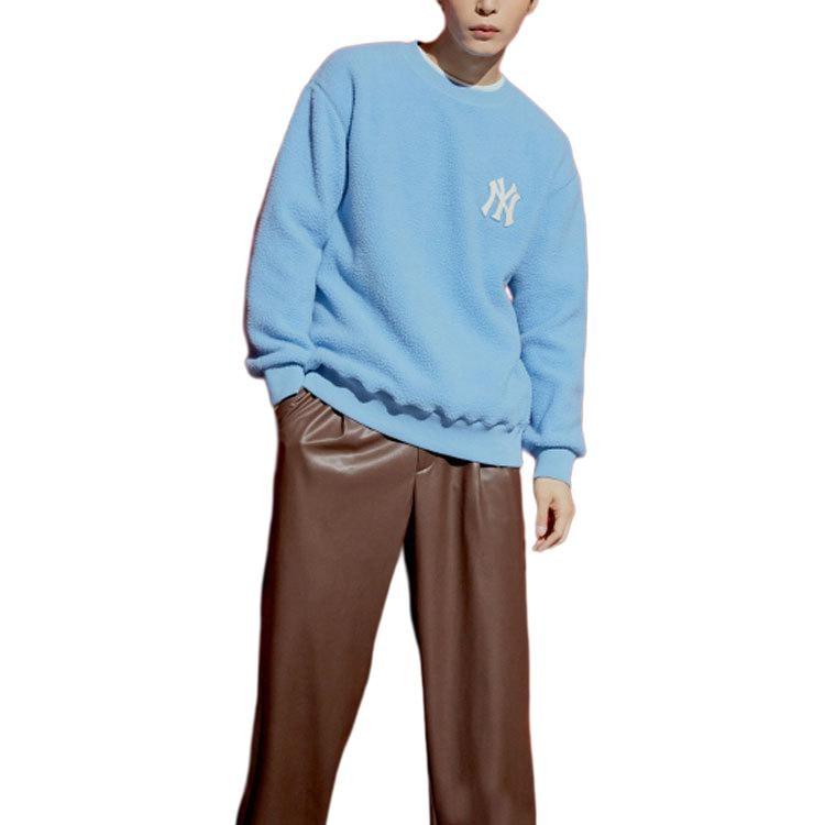 MLB Base Logo Sweatshirts Unisex Blue Crew Neck Thickened Regular 3AMTF5116-50BLL