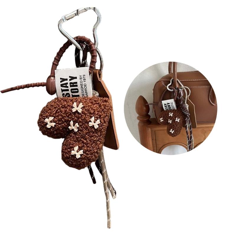 Elegant Charm Sturdy Plush Bowknot Love Keychains Charm Pendant for Trendy Women Bag Pendant and Car Jewelry Gifts