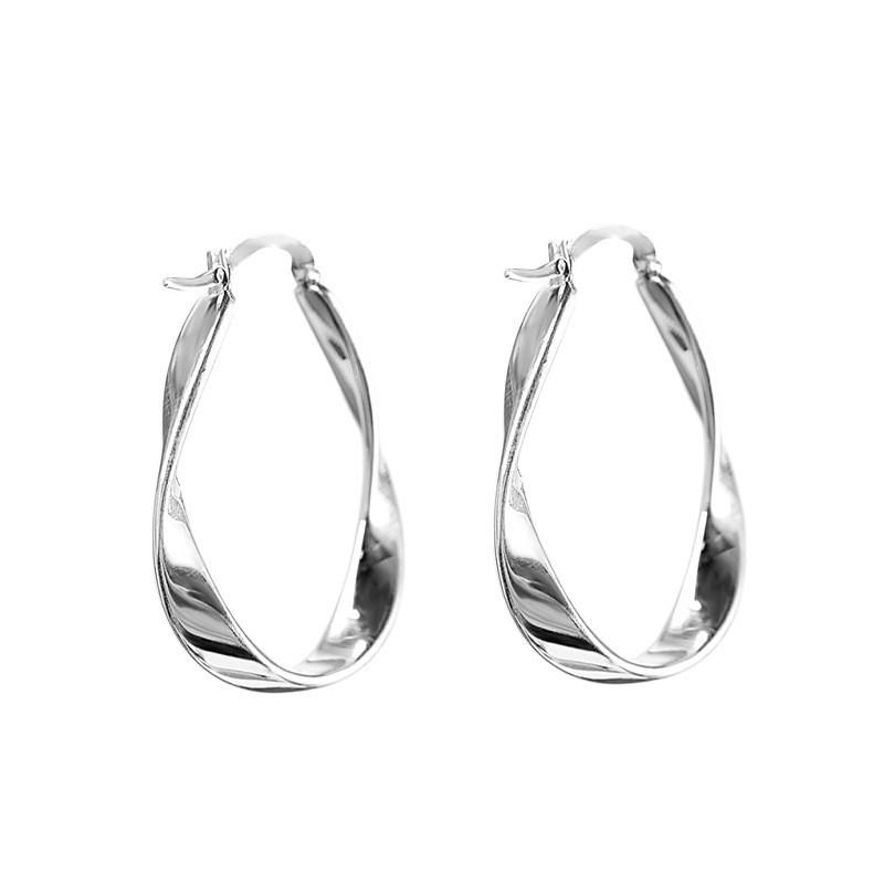 Möbius Sterling Silver Earrings: Minimalist Hoop and Cuff Design for Women