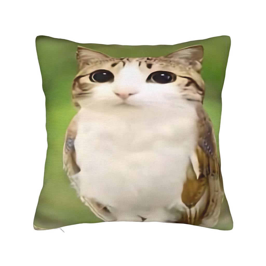 Surprised Meowl cat Owl Square Pillow Case Cushion Cover Fashion Zipper Decor Throw Pillow Case Cover for Living Room 40*40cm