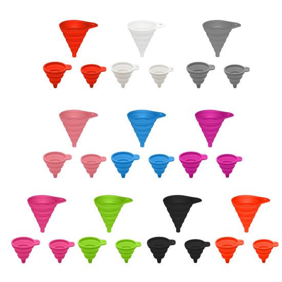 3Pcs Silicone Funnel Set Collapsible Kitchen Funnels Large Medium Small Funnels for Liquid Transfer Heat Resistant Bottling Kitchen Gadgets