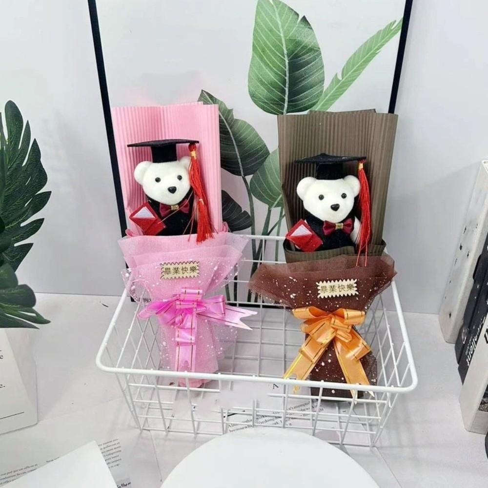 Lovely Graduation Bear Bouquet Simulated Plush Toy Bouquet Stuffed Simulated Bear  Commencement