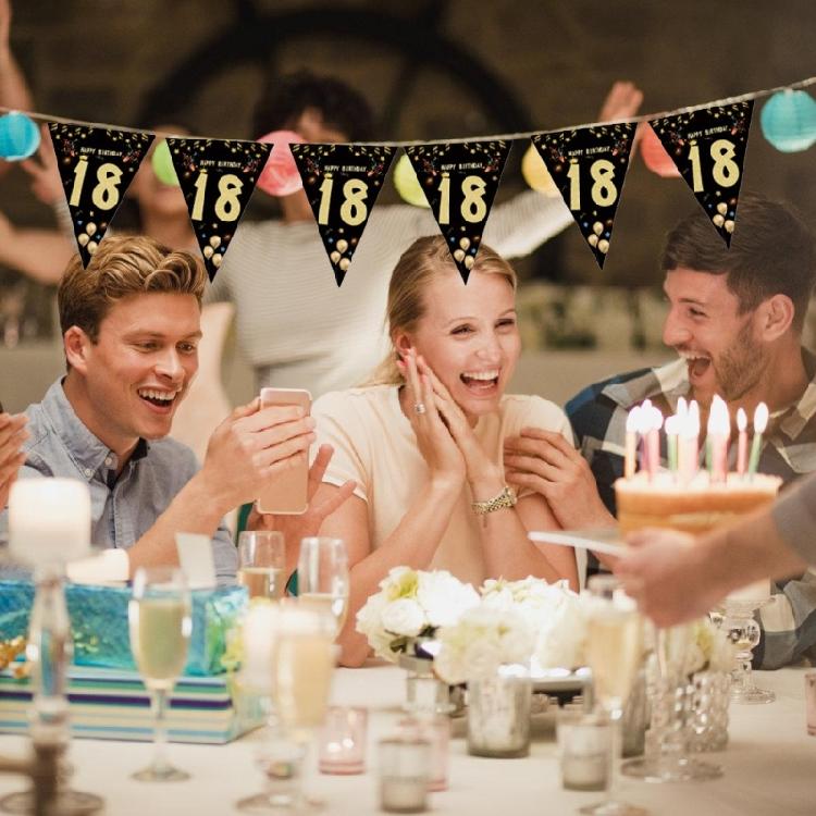 Geburtstagsparty Wimpelkette Hängende Dekoration Schwarz Gold Wimpelkette Geburtstagsfeier Zubehör für Festival Anlass Fotografie