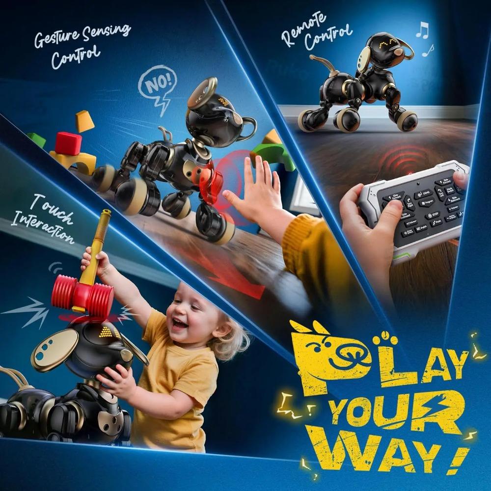 Smart AI Robot Dog Toy Intelligent Interactive Puppy More Than 30 Kinds of LED Expressions Remote Gesture Control Electronic Pet