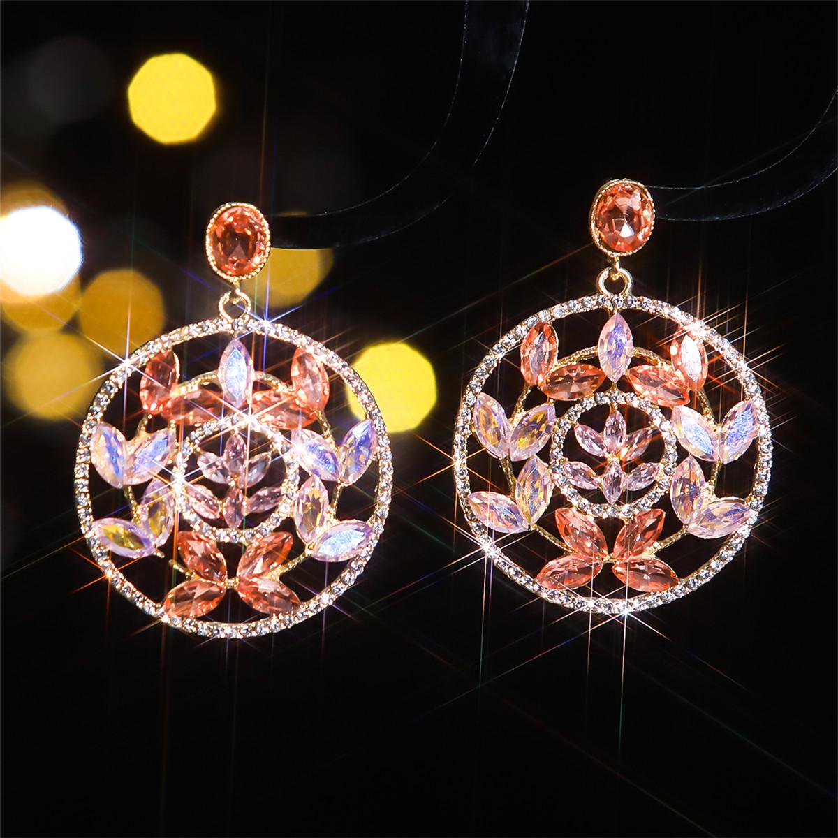 

Модные круглые серьги со стразами из стекла для женщин, персонализированные преувеличенные серьги с кристаллами, 1 пара