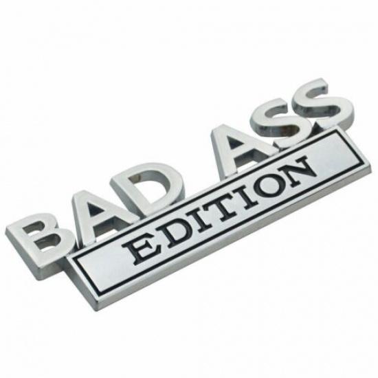 2PCS Bad Ass Edition Emblem Car Badges Badass 3D Sticker Decal Chrome Black | Red | Adhesive | Front | Motorcycle |  | Singapore