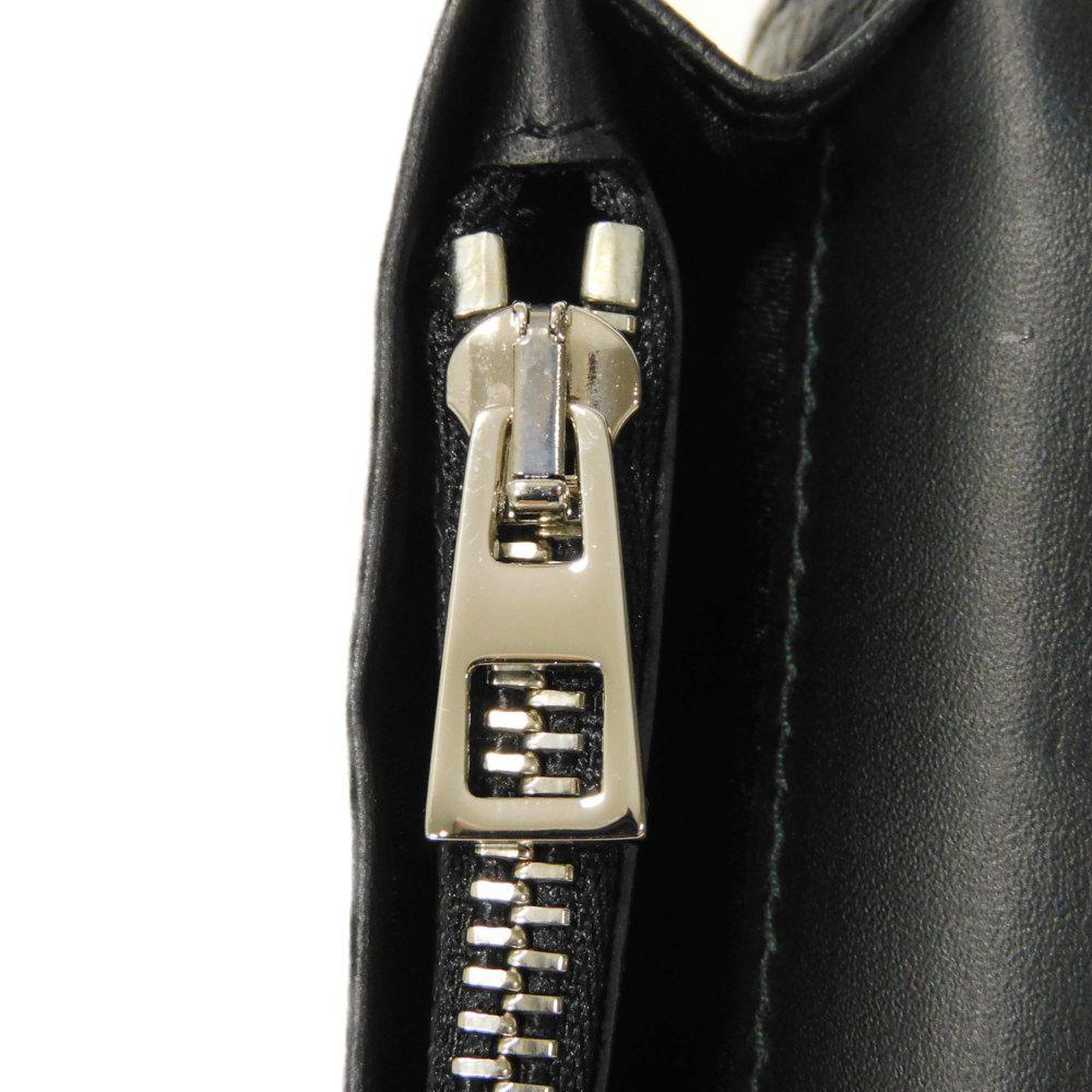 Used 12695 Linen Long Horizontal Wallet 101.79.978 7940 Textured Calfskin Bifold Anagram Embossed Black Men's from