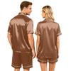 Couple Matching Pajama Set Short Sleeve Button Down Shirt and Shorts Soft Lightweight Lounge Sleepwear Set S-XXXXL for Men and Women