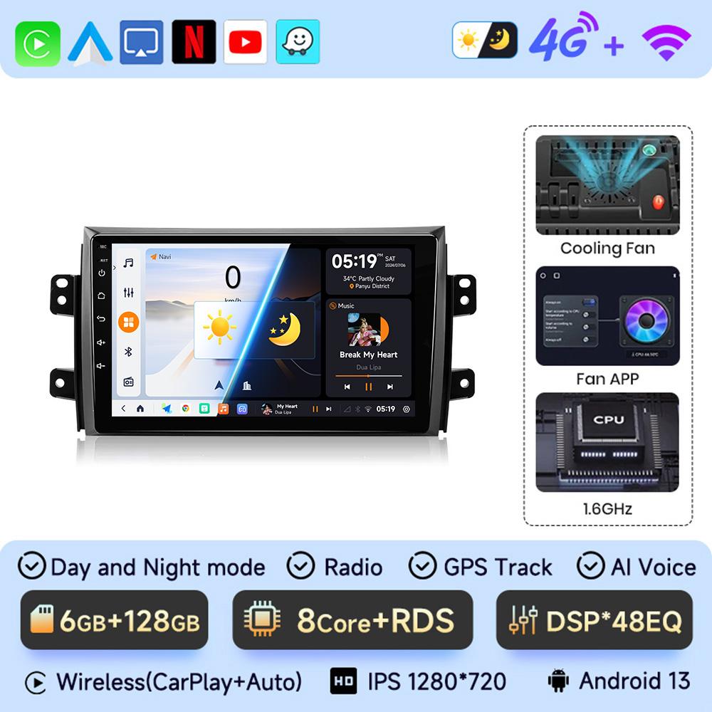 2 DIN Car Android 13 Car Radio Multimedia Video Player For Suzuki SX4 2006-2013 2 Din Carplay Auto Navigation GPS Radio Stereo