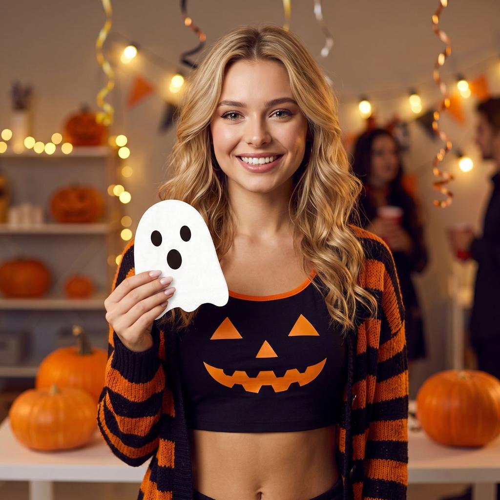 Halloween Shaped Napkins Count Disposable Dinner Napkins for Party Dessert Table Decorations