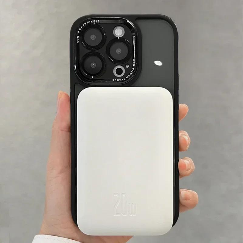 Luxury Magnetic Metal Lens Bumper Protection Case For iPhone16 15 14 13 12 11 17 Pro Max 16Plus Wireless Charge Hard Clear Cover