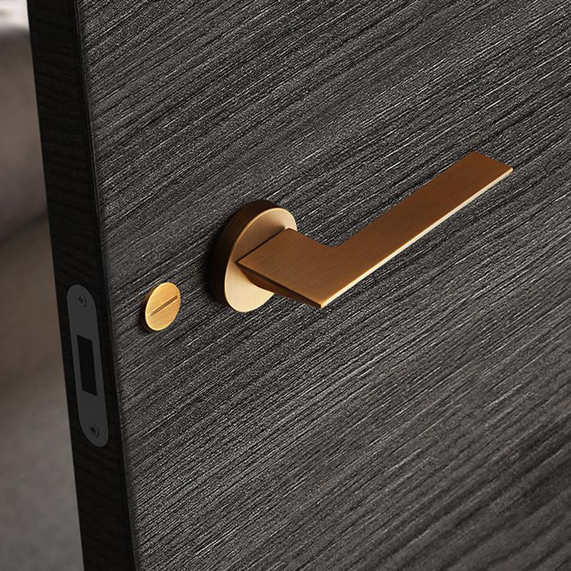 Nordic Door Lock Indoor Bedroom Silent Door Lock Simple Yellow Bronze Split Lock Modern Furniture Decorative Door Handle