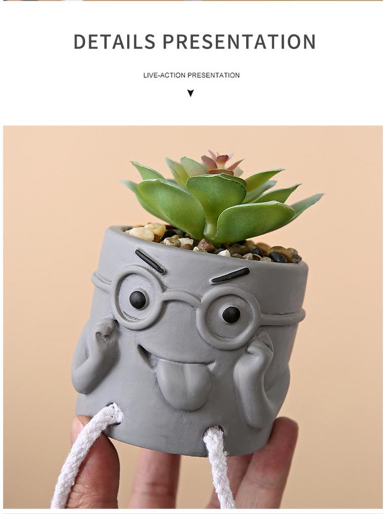 Green Plant Hanging Foot Doll Ornament: Cute Cement Candle Holder for Home Decor