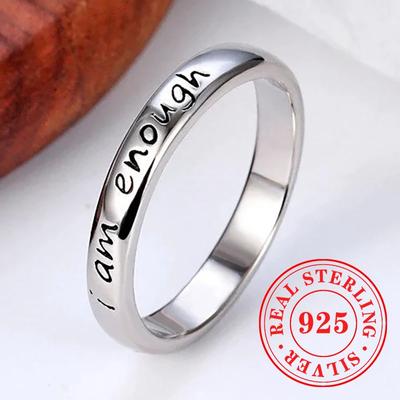 925 Sterling Silber Ringe für Frauen Gravierte Worte Minimalistischer Schmuck Neuartige Finger Accessoires